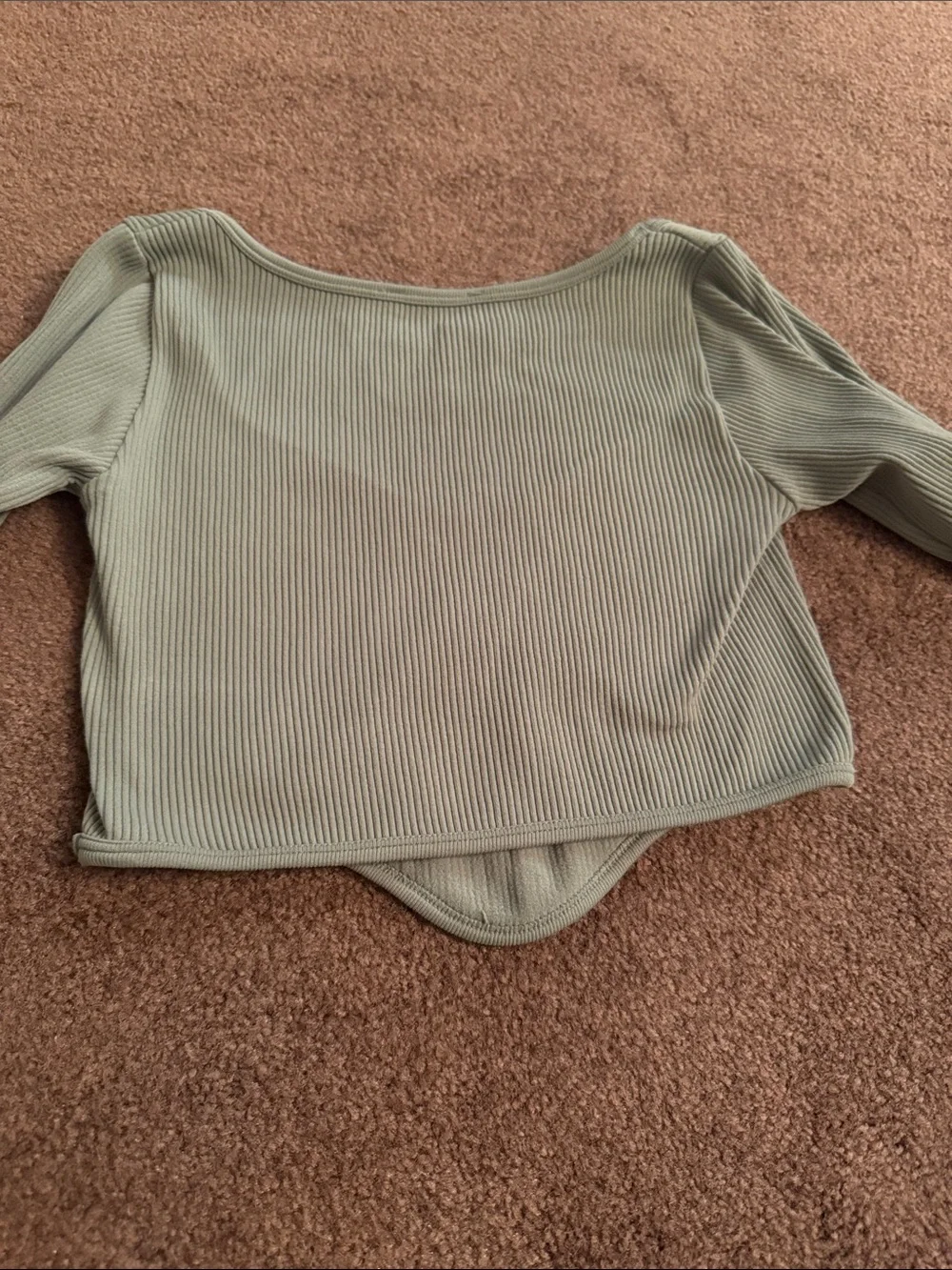 Zara Ribbed Scoop Neck Crop Top - green
